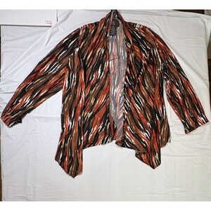 Womens R&K‎ long sleeve shawl/cardigan.  Tiger stripe pattern.  Size 14W